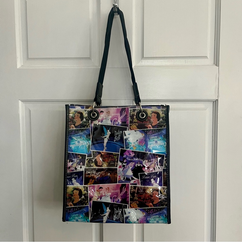 Disney Vinyl Tote Bag Princess Snow White Movie Scenes EUC 12”x 11” x 5”